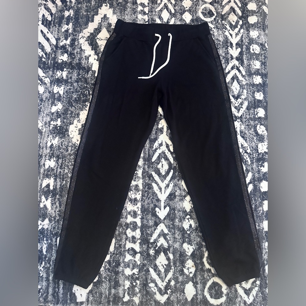 Monrow Black Track Pants with White Drawstring